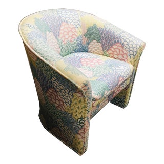 Vintage 1980s Florida Floral Club Chair For Sale