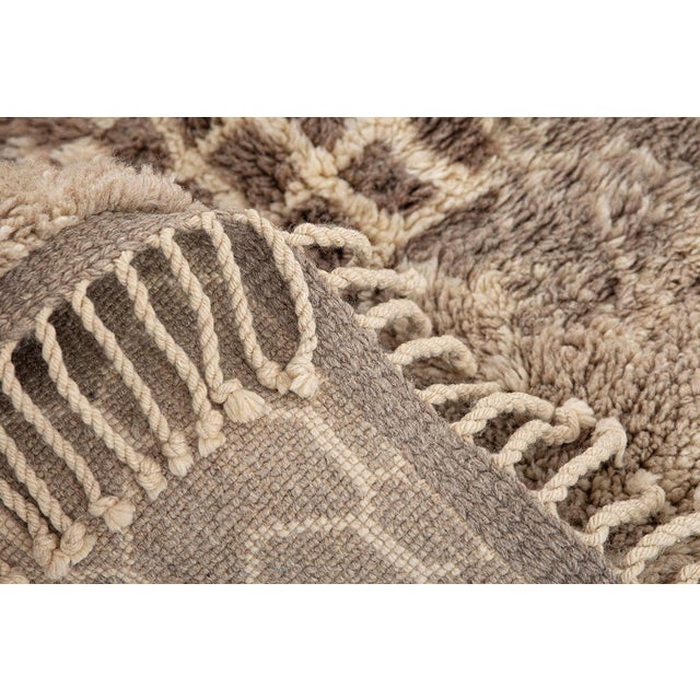 Taupe Layered Trellis Hand-Knotted Moroccan Wool Rug | 13'3" X 10'4" | One of a Kind For Sale - Image 8 of 8