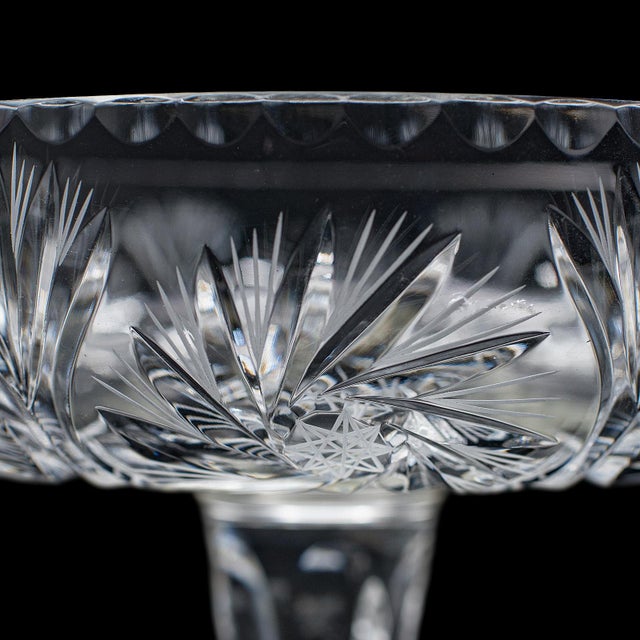 Vintage Pedestal Fruit Bowl, English, Cut Glass, Presentation Display Dish, 1960 For Sale - Image 9 of 12