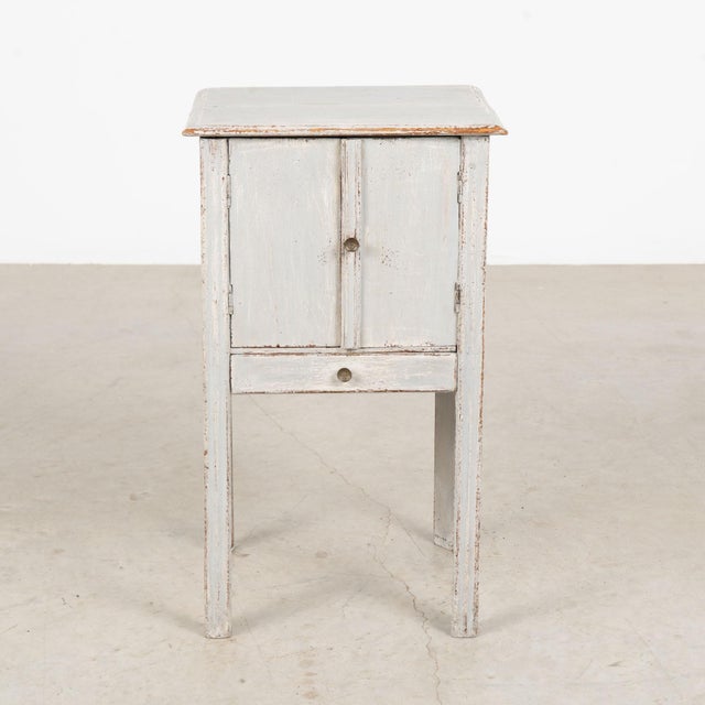 Farmhouse 19th Century Small Swedish Original Gray Painted Pine Cabinet Nightstand For Sale - Image 3 of 13