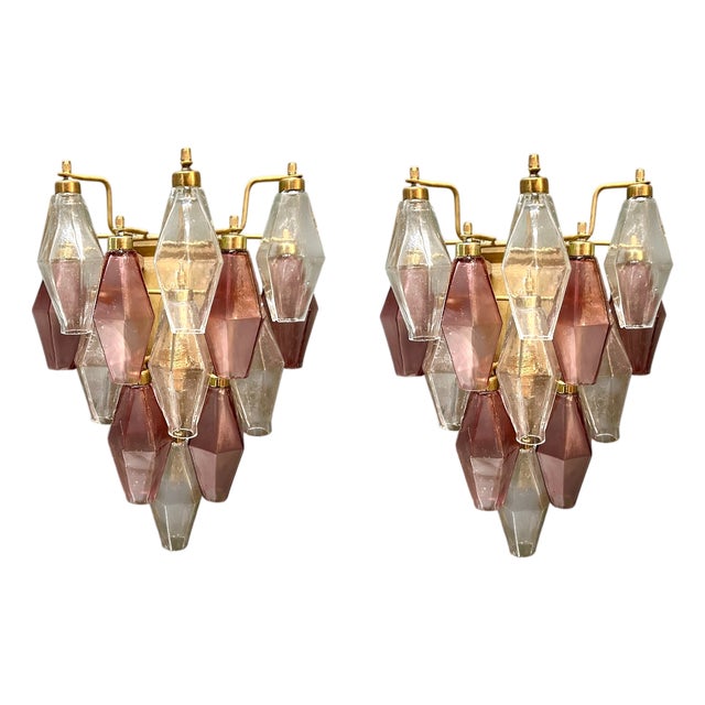 Murano Glass Poliedri Sconces, Italy, 1980s, Set of 2 For Sale