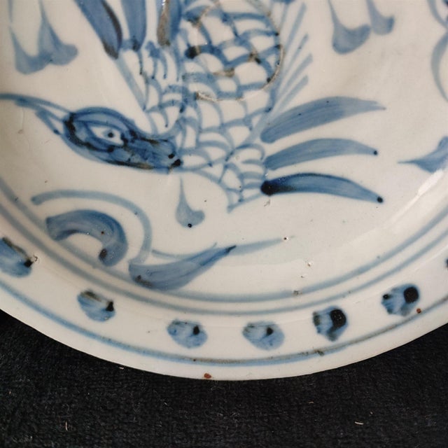 Ceramic Chinese Ceramic Plate,Blue and White Porcelain Plate Hand Painted Flowers and Birds Pattern For Sale - Image 7 of 11