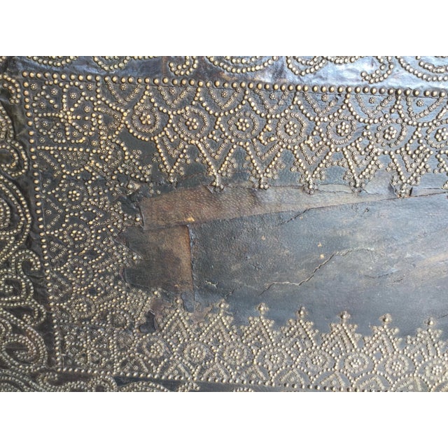 Incredible Very Old Spanish Trunk Encrusted With Brass Decorative Tacks For Sale - Image 11 of 13