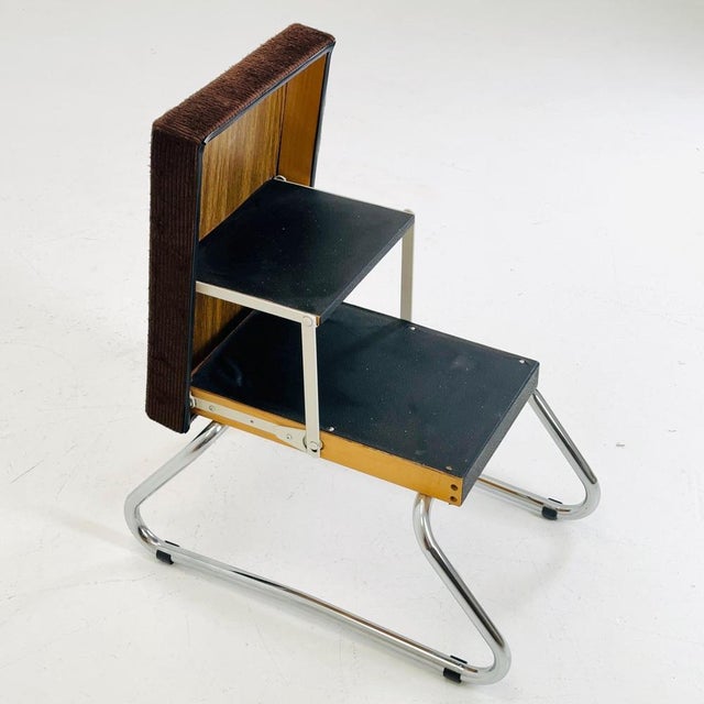 Mid-Century Ottoman with Chrome Details and Hidden Steps, 1960s For Sale - Image 9 of 11
