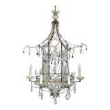 Vintage Swag Crystals Pagoda Chandelier For Sale