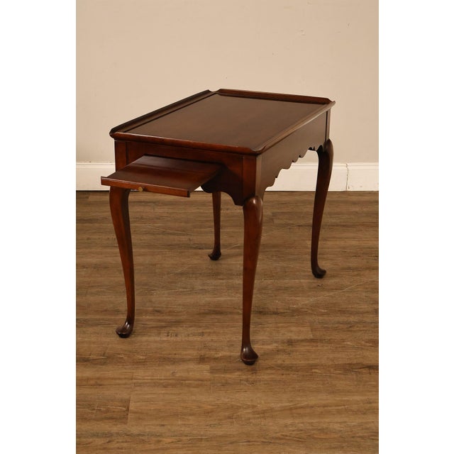 Queen Anne Statton Queen Anne Style Cherry Tea Table For Sale - Image 3 of 18