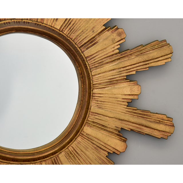 Large Vintage Spanish Wood Framed Sunburst Mirror For Sale In Detroit - Image 6 of 8