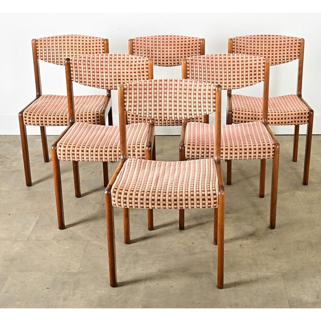 Brown Late 20th Century French Vintage Midcentury Dining Chairs Set of 6 For Sale - Image 8 of 15