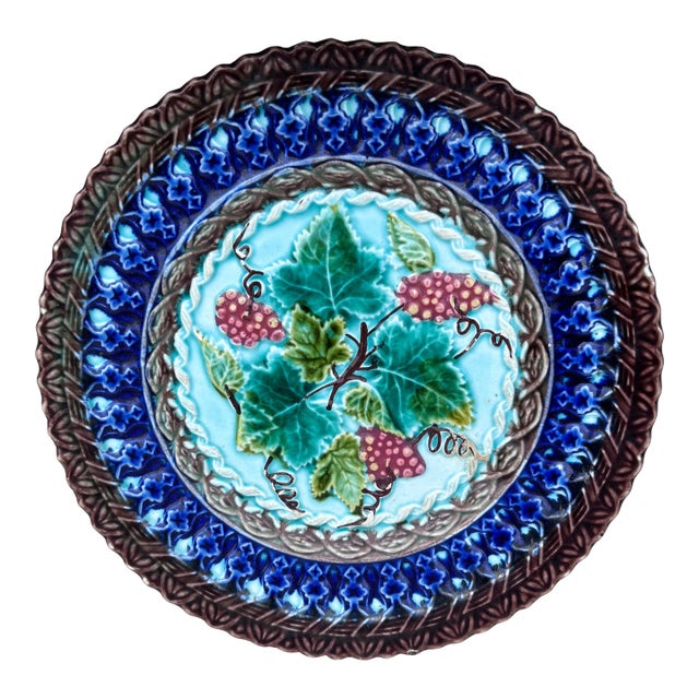 Majolica Grape Plate Villeroy Boch Circa 1890 For Sale