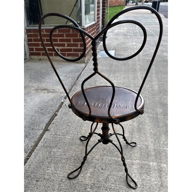 Antique Copper Ice Cream Swivel Chair For Sale - Image 4 of 10