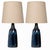 Pair of vintage porcelain Scandinavian table lamps from the 1960’s, each lamp is a unique blue porcelain with matte...