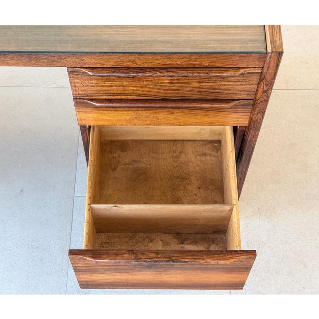 Brown Mid 19th Century Brazilian Rosewood Danish Modern Executive Desk For Sale - Image 8 of 9