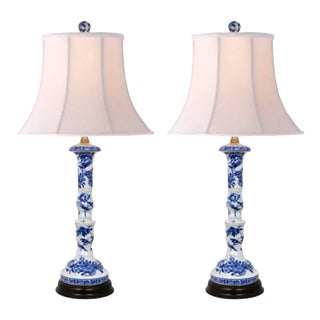 Pair of Chinoiserie Candle Stick Lamps For Sale