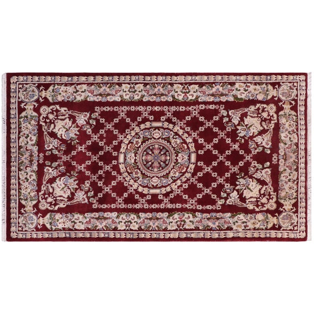 Red Shabby Chic Pak-Persian Red/Red Wool Rug - 2'7'' X 4'5'' For Sale - Image 8 of 9