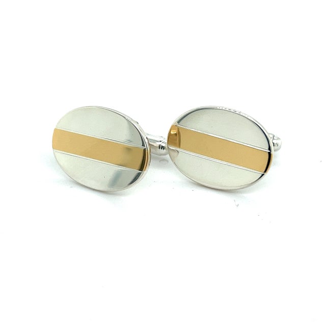 Authentic Tiffany & Co Estate Oval Cufflinks 18k YG + Sterling Silver TIF369 TRUSTED SELLER SINCE 2002 PLEASE SEE OUR...