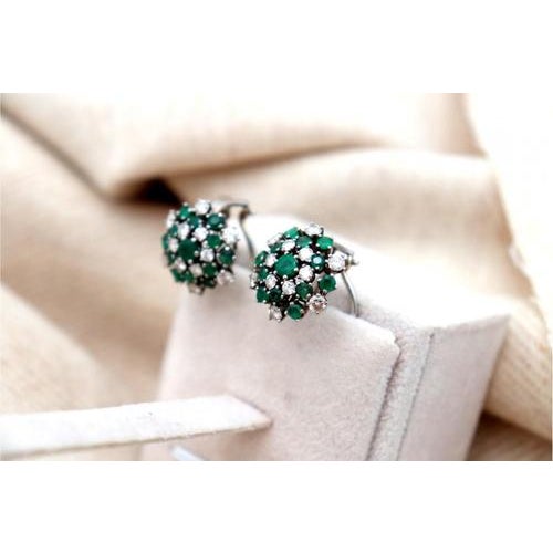 Metal White Gold Shower-Shaped Earrings with Brilliant-Cut Diamonds, Set of 2 For Sale - Image 7 of 10