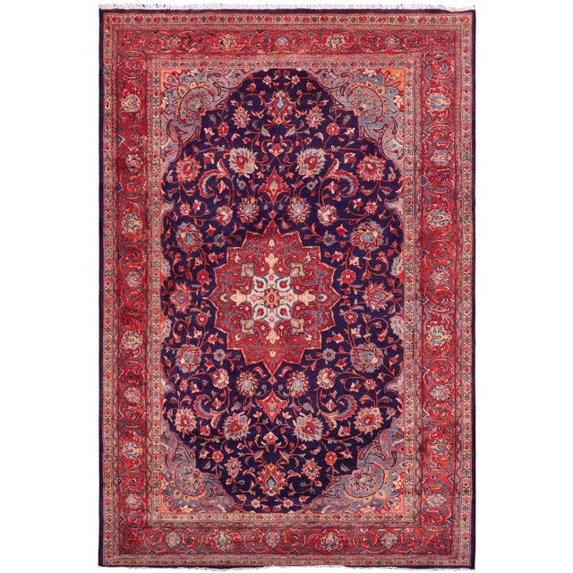 Shabby Chic Persian Blue/Rust Wool Rug - 6'4'' X 12'1'' For Sale - Image 9 of 10