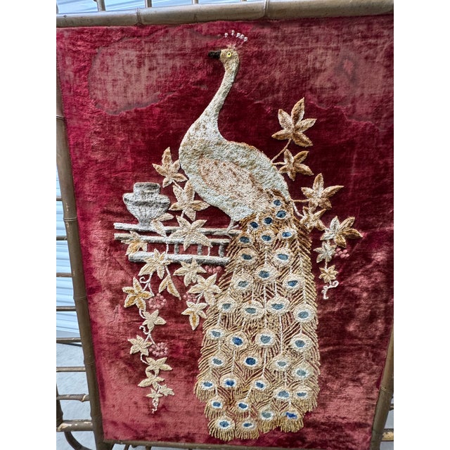 Antique Victorian Embroidered Chinoiserie Fire Screen For Sale - Image 4 of 18