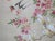 Very sweet Chinese antique painting on fabric of 2 birds perched atop brightly pink, red, and white cherry blossoms. Frame...