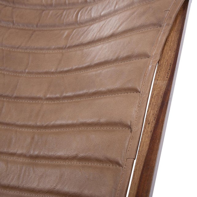 Wood Leather Sling Chair For Sale - Image 7 of 11