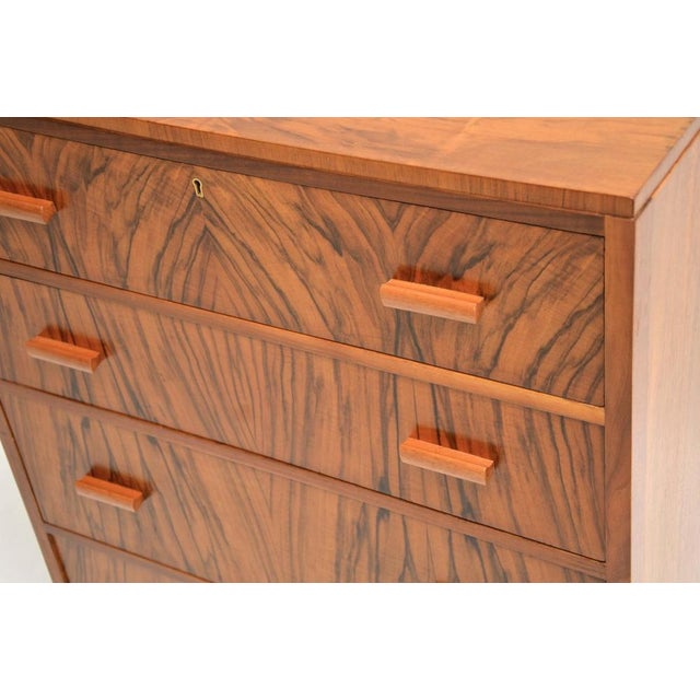 Art Deco Figured Walnut Chest of Drawers, 1930 For Sale - Image 9 of 10