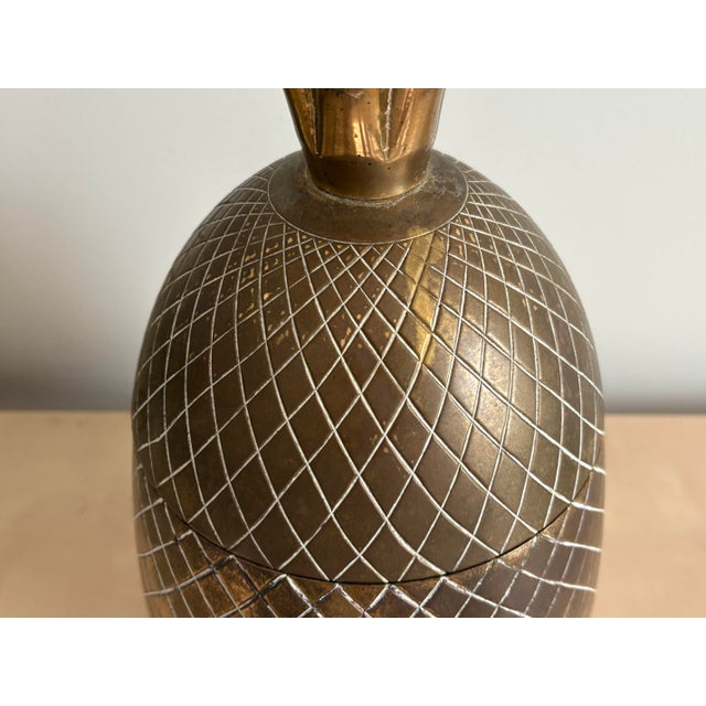 Mid-Century Modern Mid 20th Century Hollywood Regency Brass Lidded Pineapple Ice Bucket For Sale - Image 3 of 10