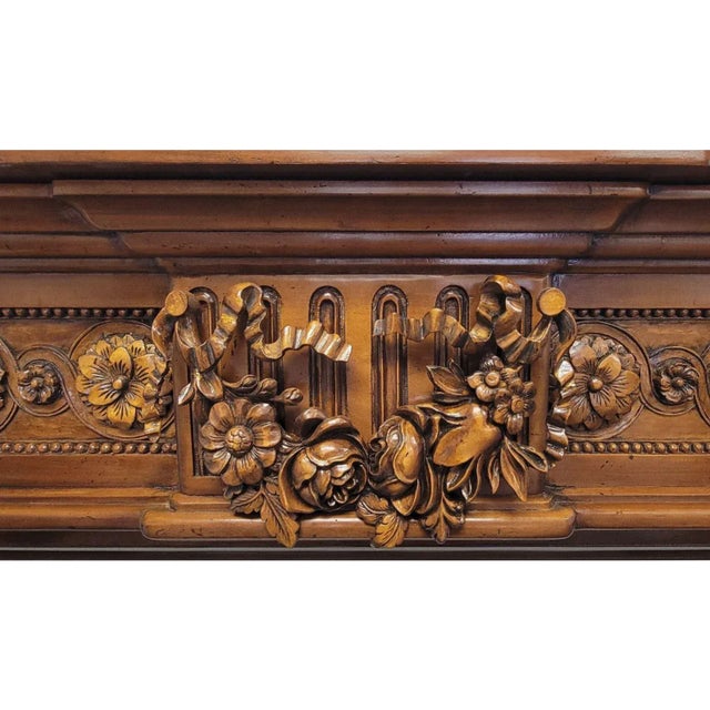 2000 - 2009 French Louis XVI Style Hand-Carved Limewood Fireplace Mantel For Sale - Image 5 of 12