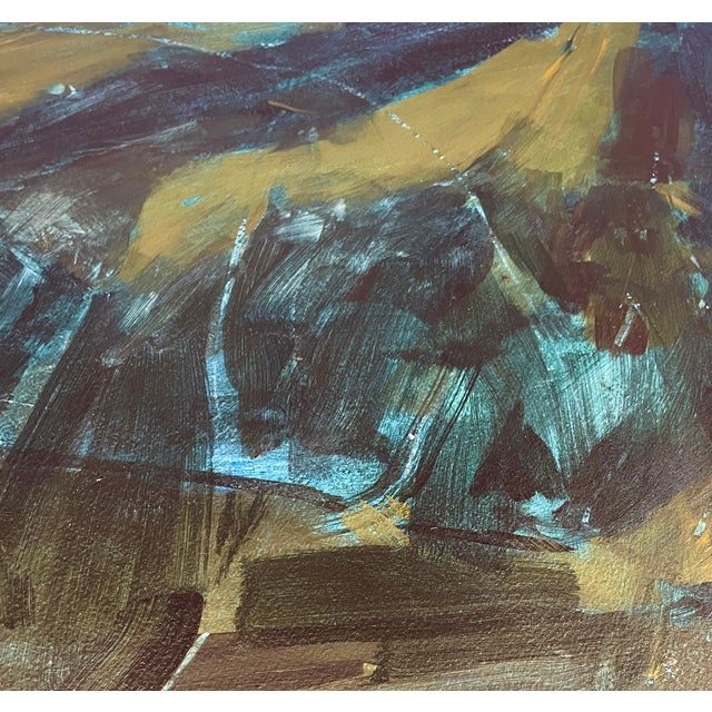 This artwork by San Francisco artist Aidan Sobon is an abstract expressionist painting on paper, featuring a moody palette...