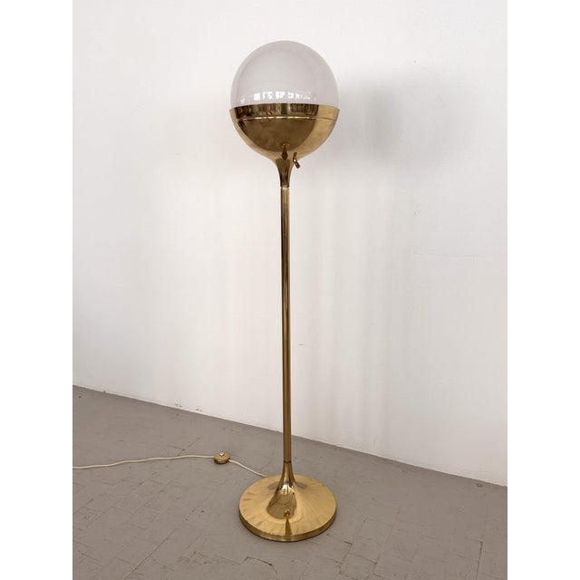 Brass and Glass Globe Floor Lamp from Vereinigte Werkstätten München, 1970s For Sale - Image 18 of 18