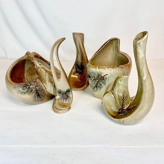1980s Vintage Arts & Crafts Boho Chic Studio Pottery Vase & Planter Collection - Set of 5 For Sale - Image 9 of 13