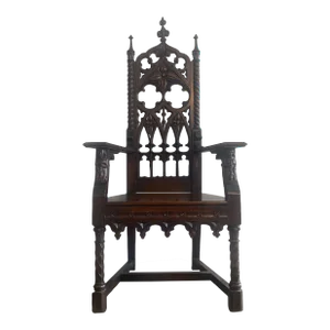 English Tudor Gothic Revival Armchair Throne