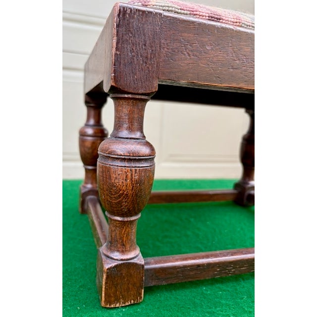 Wood 19th Century English Needlepoint Footstool For Sale - Image 7 of 9