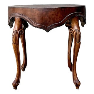 Vintage Hand Carved Swag Side Table For Sale