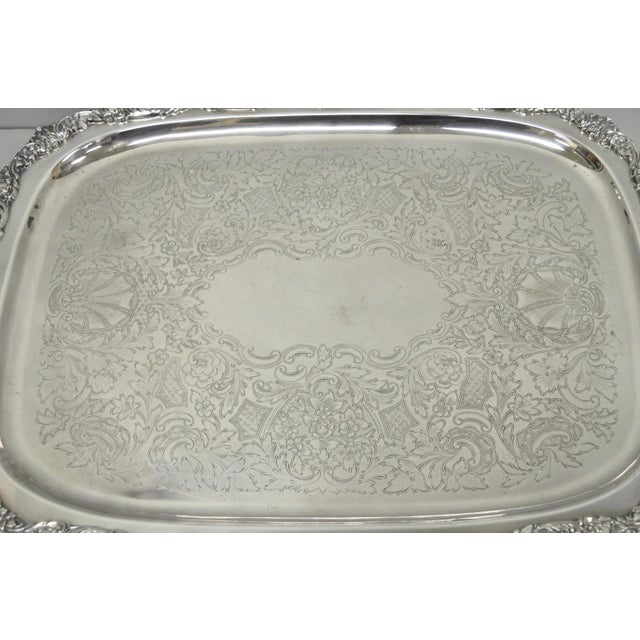 Poole Silver Co. Vintage Poole Epca Sevenoaks 650 Large Silver Plated Serving Platter Bar Tray B For Sale - Image 4 of 17