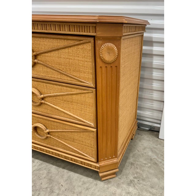 Kosuga Pair Boho Chic Neoclassic Split Reed and Rattan Large Kosugo Side Chests For Sale - Image 4 of 8