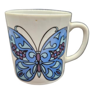 Vintage 1970s Porcelain Cup With Butterfly, Japan For Sale