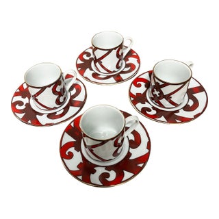 Hermes Demitasse/Espresso 4 Cups Saucers “Balcon Du Guadalquivir” - 8pcs For Sale
