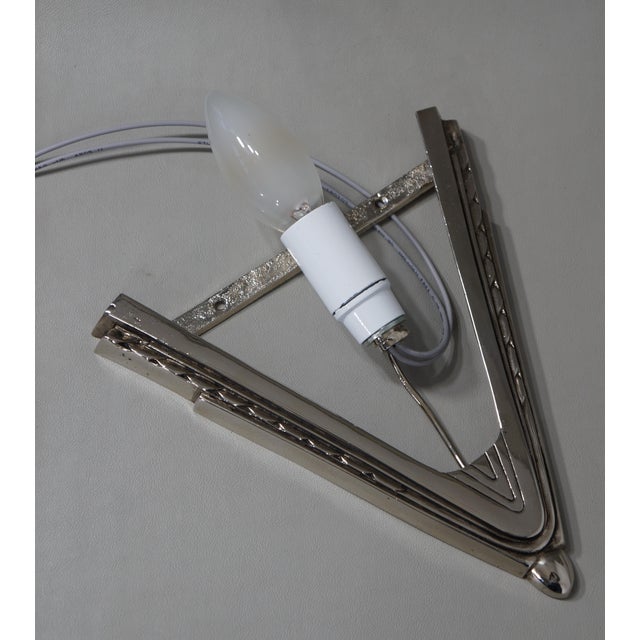 Metal French Art Deco Wall Sconces by Jean Gauthier & A. Bloch 1920s France - A Pair For Sale - Image 7 of 12