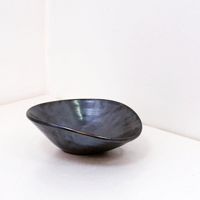 Gray Vintage Grey Glazed Ceramic Vide-Poche For Sale - Image 8 of 10