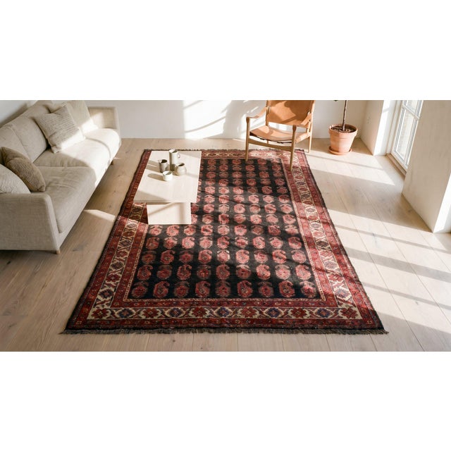 1900s Brown Paisley Tribal Antique Persian Kurdish Rug 4'2"x 7'6" Handknotted Wool Carpet For Sale - Image 9 of 9