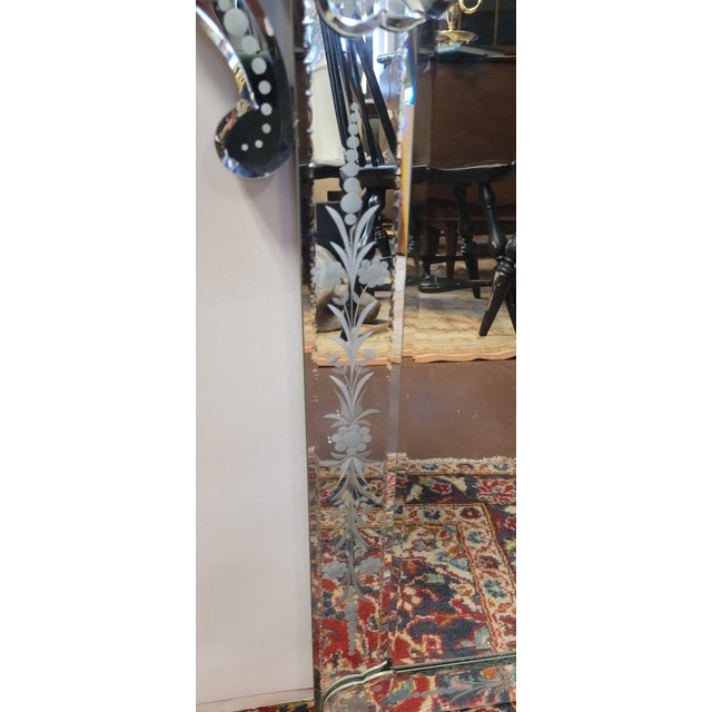 1980s 1980s Pair Venetian Etched Glass Petite Mirrors For Sale - Image 5 of 9