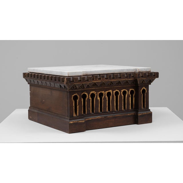 20th Century French Wooden Pedestal With Marble Top For Sale - Image 11 of 18