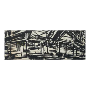 1950s Luke Gwilliam Abstract Industrial Woodblock