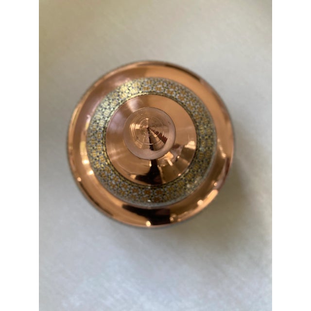 A beautiful Moroccan Copper Serving dish with amazing inlaid workmanship in pristine condition. It has only been used as a...