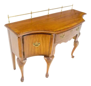 Thomasville Brass Gallery Back Banded Top Light Walnut Sideboard