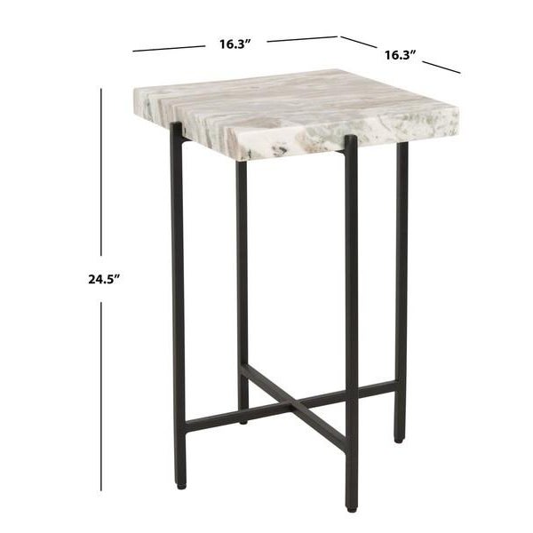 Modern Stone Top Accent Table - Multi Grey/Black For Sale - Image 3 of 6
