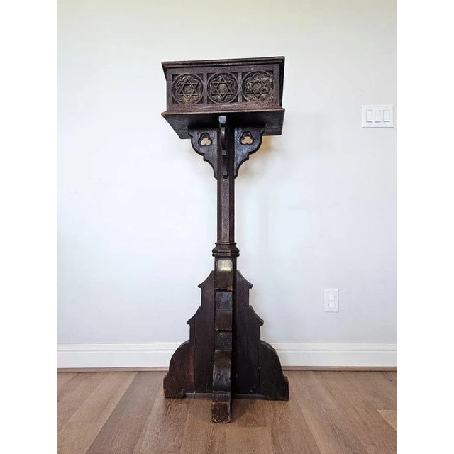 19th Century Large Antique Gothic Revival Carved Oak Church Altar For Sale - Image 5 of 13
