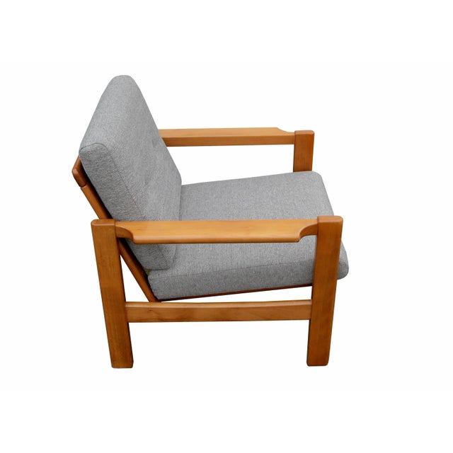 Beige Mid-Century Modern Beech Armchair, 1970s For Sale - Image 8 of 10