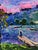 Textile Oil Painting the Romantic Silence of a Pink Sunset Oksana Ivanyuk For Sale - Image 7 of 11