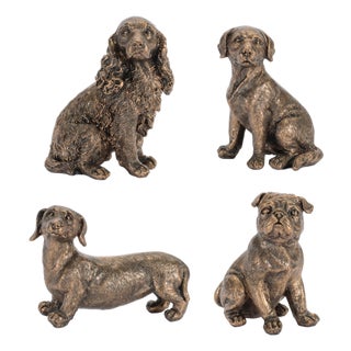 Bronze Finish Dog Figurine (Set of 8) For Sale